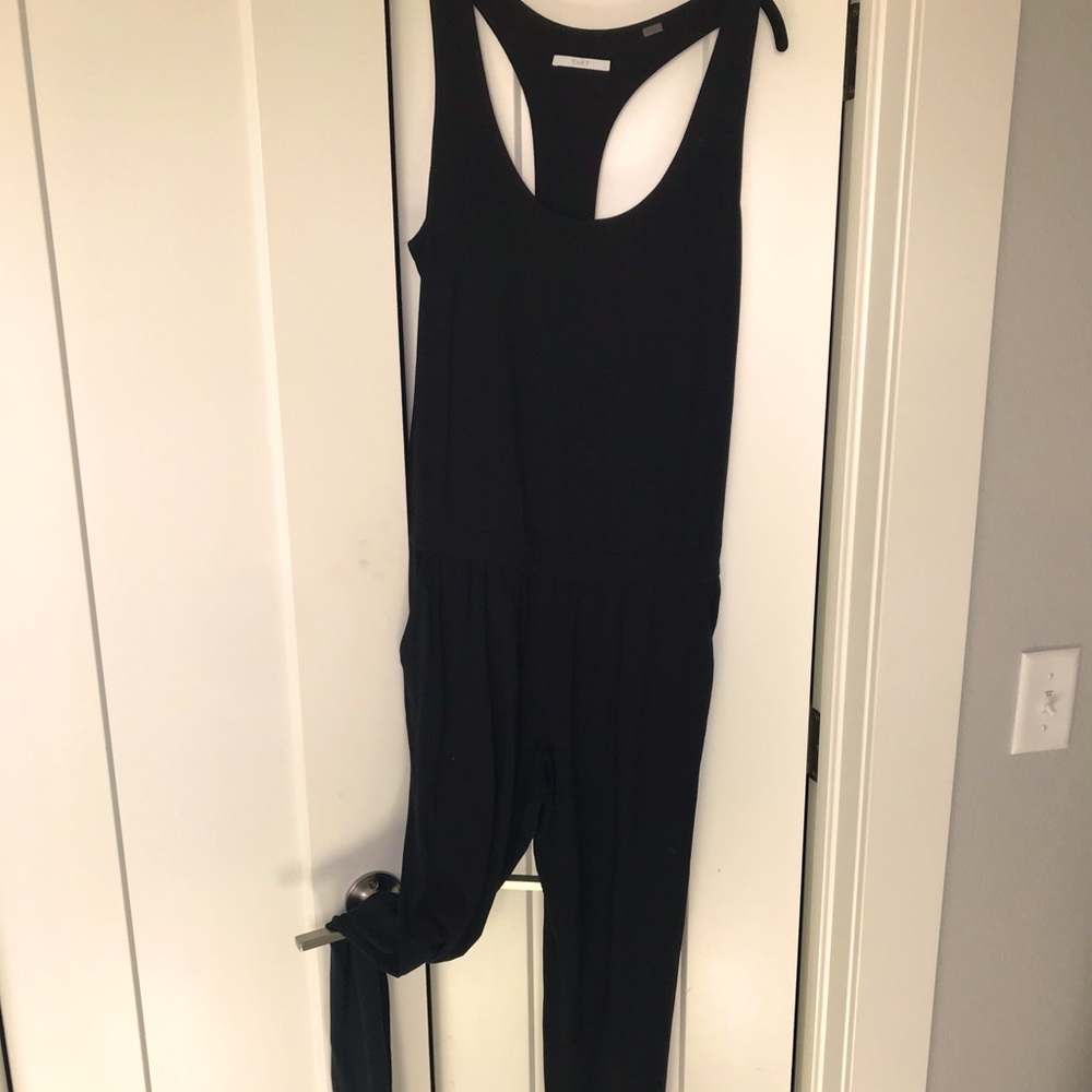 Black rayon/spandex jumpsuit